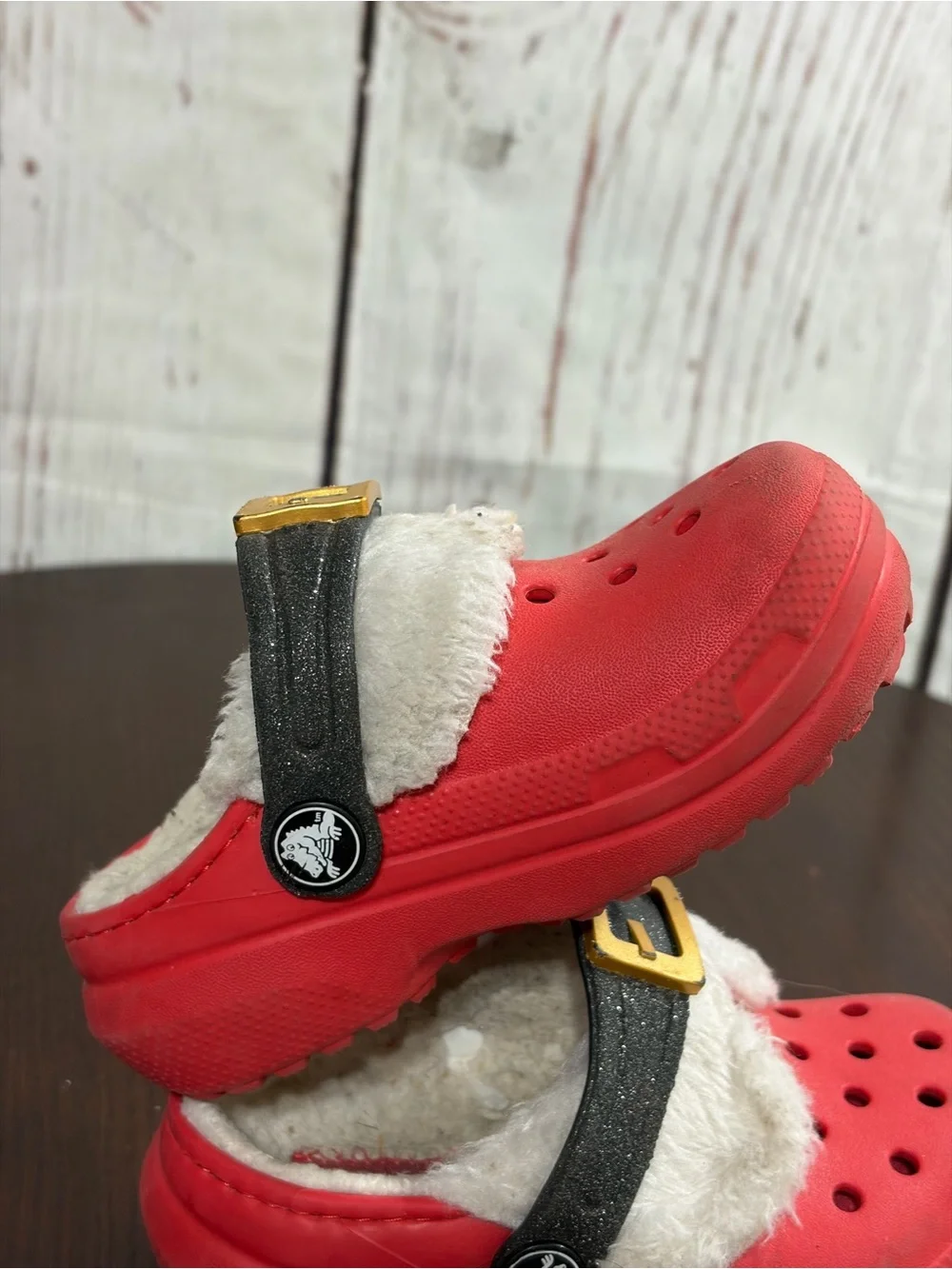 Crocs Santa Kids Red Fleece-Lined Slip-On Clogs C7